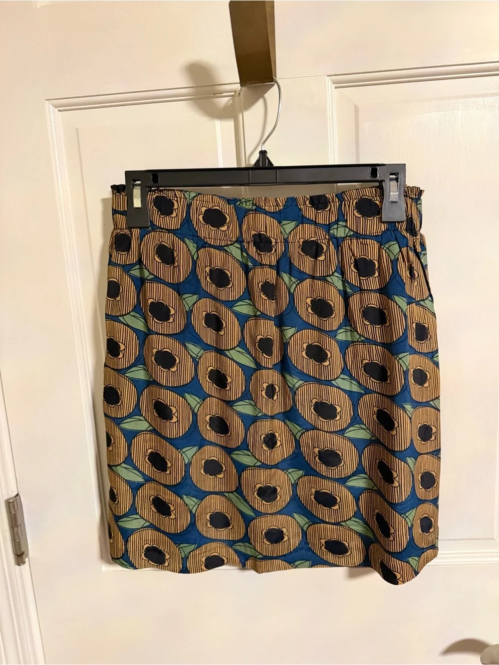 Tulip B Blue and Tan Geometric Print Women's Skirt